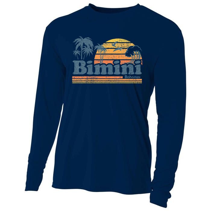 Bimini Bahamas Beach Summer Vacation Sun Vintage 70S Retro Cooling Performance Long Sleeve Crew