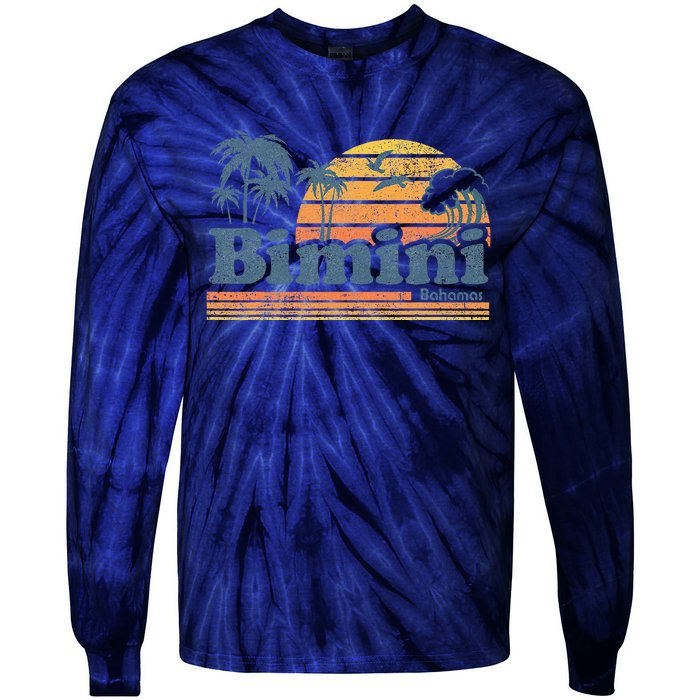 Bimini Bahamas Beach Summer Vacation Sun Vintage 70S Retro Tie-Dye Long Sleeve Shirt