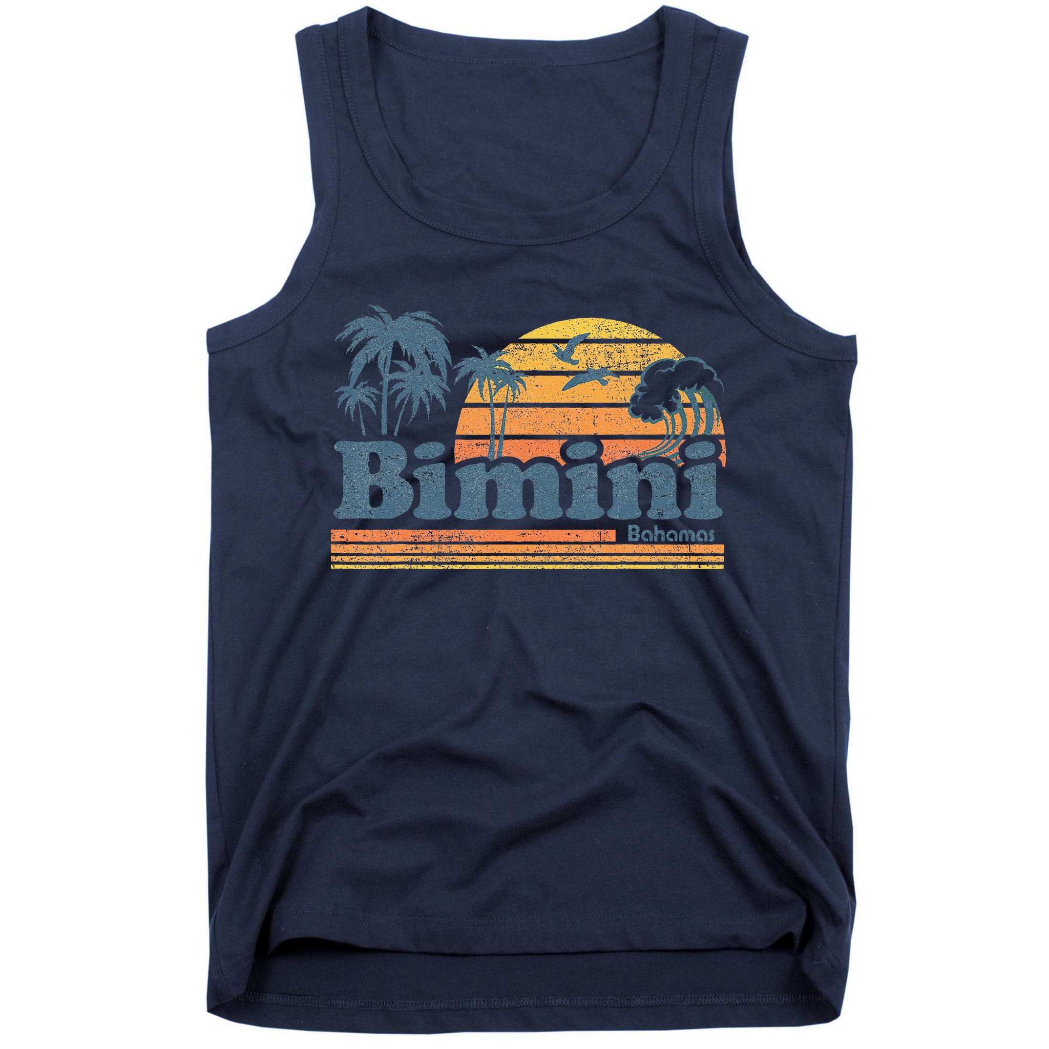 Bimini Bahamas Beach Summer Vacation Sun Vintage 70S Retro Tank Top