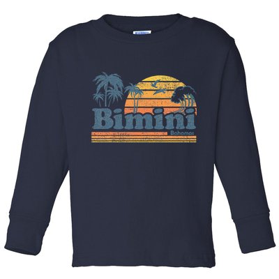 Bimini Bahamas Beach Summer Vacation Sun Vintage 70S Retro Toddler Long Sleeve Shirt