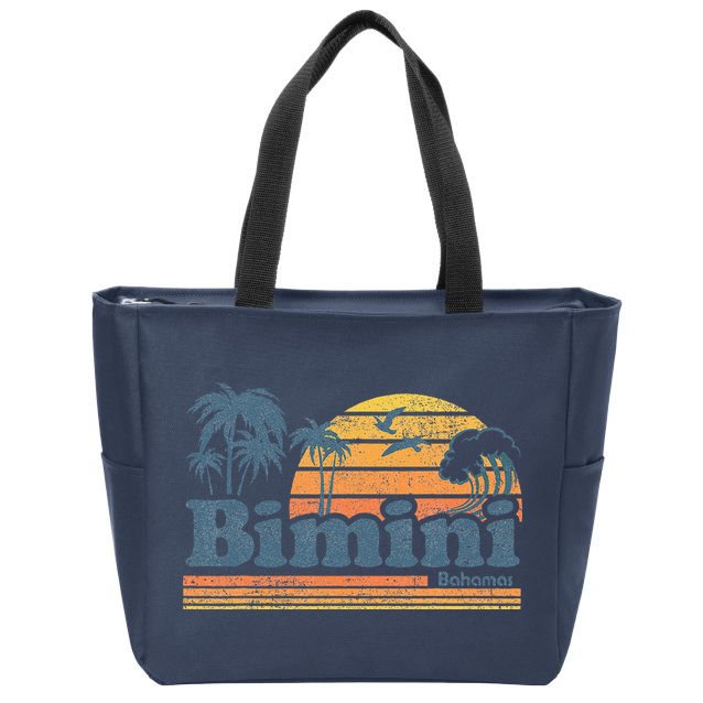 Bimini Bahamas Beach Summer Vacation Sun Vintage 70S Retro Zip Tote Bag
