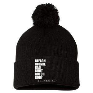 Bleach Blonde Bad Built Butch Body Pom Pom 12in Knit Beanie