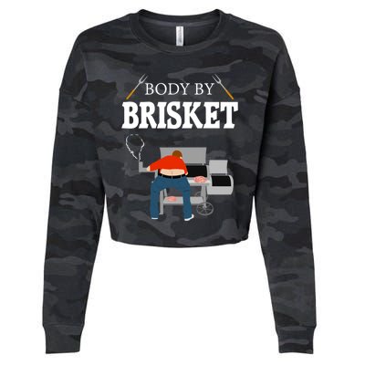 Body By Brisket Funny Bbq Gift Cropped Pullover Crew