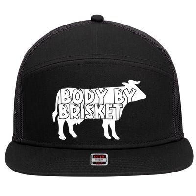Body By Brisket Meat Bbq Grill Funny Backyard Grilling Gift 7 Panel Mesh Trucker Snapback Hat