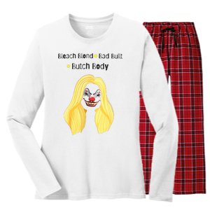 Bleach Blonde Bad Built Butch Body Women's Long Sleeve Flannel Pajama Set 