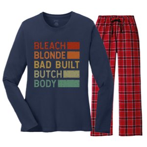 Bleach Blonde Bad Built Butch Body Women's Long Sleeve Flannel Pajama Set 