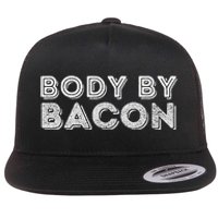 Body By Bacon Funny Bacon Lover & Foodie Flat Bill Trucker Hat