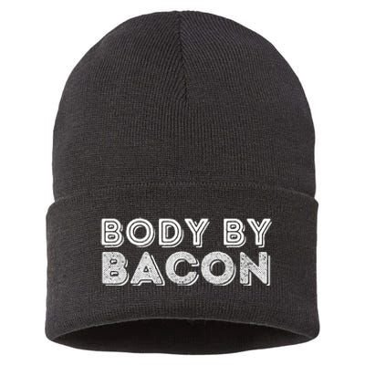 Body By Bacon Funny Bacon Lover & Foodie Sustainable Knit Beanie