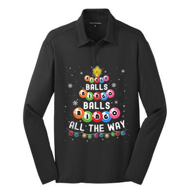 Bingo Balls Bingo All The Way Christmas Tree Funny Xmas Classic Silk Touch Performance Long Sleeve Polo