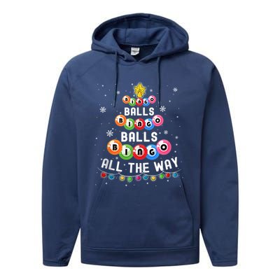 Bingo Balls Bingo All The Way Christmas Tree Funny Xmas Classic Performance Fleece Hoodie