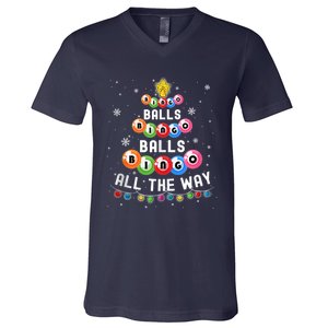 Bingo Balls Bingo All The Way Christmas Tree Funny Xmas Classic V-Neck T-Shirt