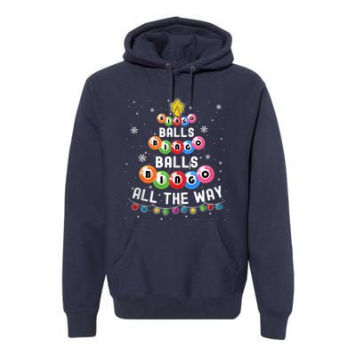 Bingo Balls Bingo All The Way Christmas Tree Funny Xmas Classic Premium Hoodie