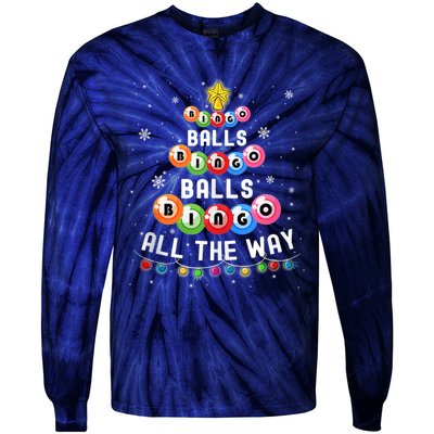 Bingo Balls Bingo All The Way Christmas Tree Funny Xmas Classic Tie-Dye Long Sleeve Shirt