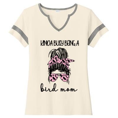 Busy Being Bird Mom Bird Owner Bird Mother Cool Gift Ladies Halftime Notch Neck Tee