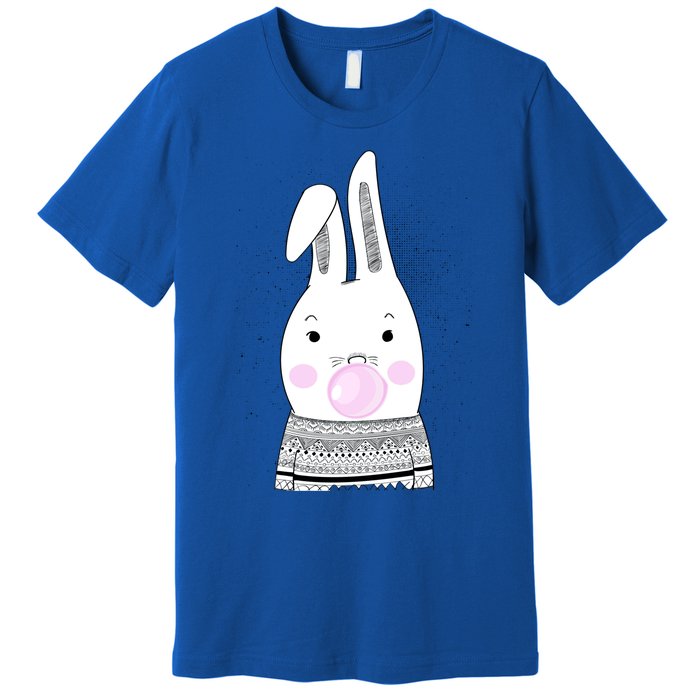 Bubblegum Bunny Blowing Bubble Easter Day With Cool Rabbit Cool Gift Premium T-Shirt