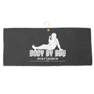 Body By Bbq Funny Barbecue Grill Meat Lover Large Microfiber Waffle Golf Towel