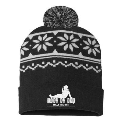 Body By Bbq Funny Barbecue Grill Meat Lover USA-Made Snowflake Beanie