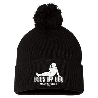 Body By Bbq Funny Barbecue Grill Meat Lover Pom Pom 12in Knit Beanie