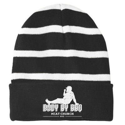 Body By Bbq Funny Barbecue Grill Meat Lover Striped Beanie with Solid Band