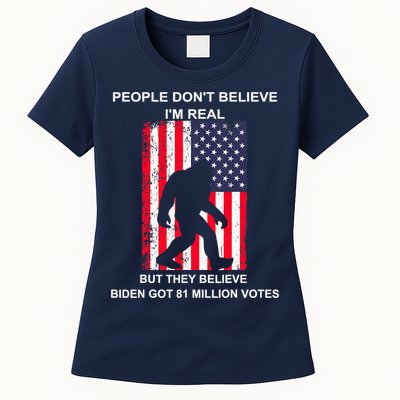 Believe Biden Bigfoot For 4th Of July Womens T-Shirt