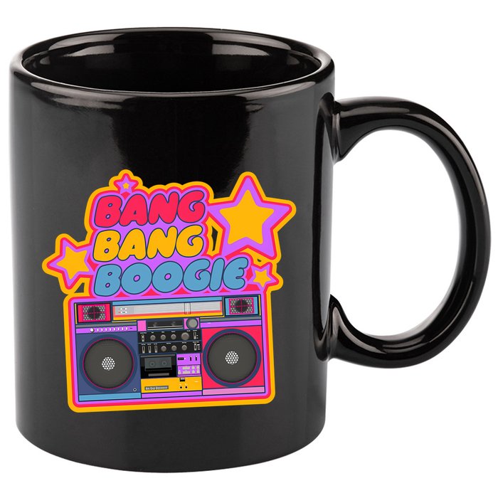 Bang Bang Boogie. Boom Box. Pop Art Stickers. Hip Hop 11oz C Handle Ceramic Mug
