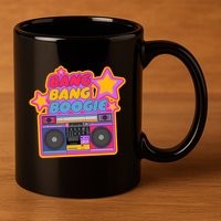 Bang Bang Boogie. Boom Box. Pop Art Stickers. Hip Hop 11oz C Handle Ceramic Mug
