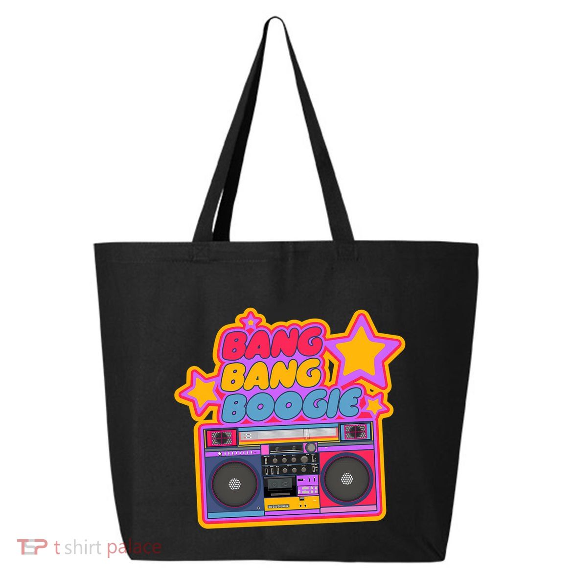 Bang Bang Boogie. Boom Box. Pop Art Stickers. Hip Hop 25L Jumbo Tote