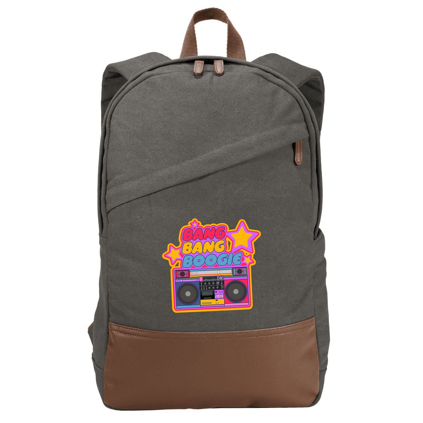 Bang Bang Boogie. Boom Box. Pop Art Stickers. Hip Hop Cotton Canvas Backpack