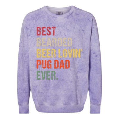 Best Bearded Beer Lovin' Pug Dad Ever Colorblast Crewneck Sweatshirt