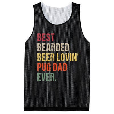 Best Bearded Beer Lovin' Pug Dad Ever Mesh Reversible Basketball Jersey Tank