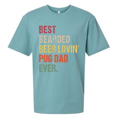 Best Bearded Beer Lovin' Pug Dad Ever Sueded Cloud Jersey T-Shirt