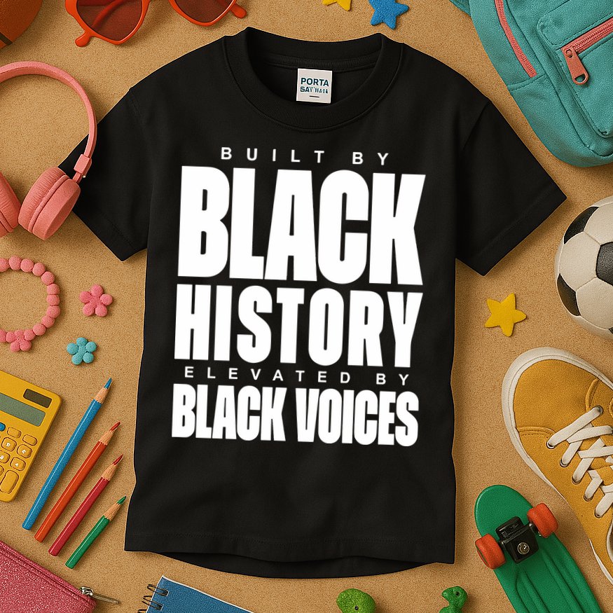 Built By Black History Elevated By Black Voices Kids T-Shirt