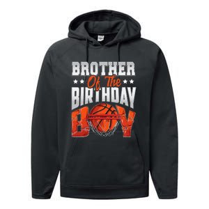 Brother Basketball Birthday Boy Family Baller B Day Party Performance Fleece Hoodie