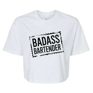 Badass Bartender Barkeeper Mixer Drinks Server Bella+Canvas Jersey Crop Tee