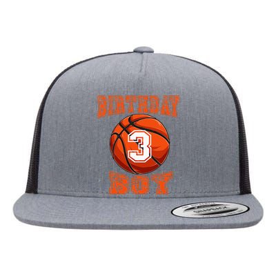 Basketball Birthday Boy 3 Year Old 3rd Birthday Flat Bill Trucker Hat