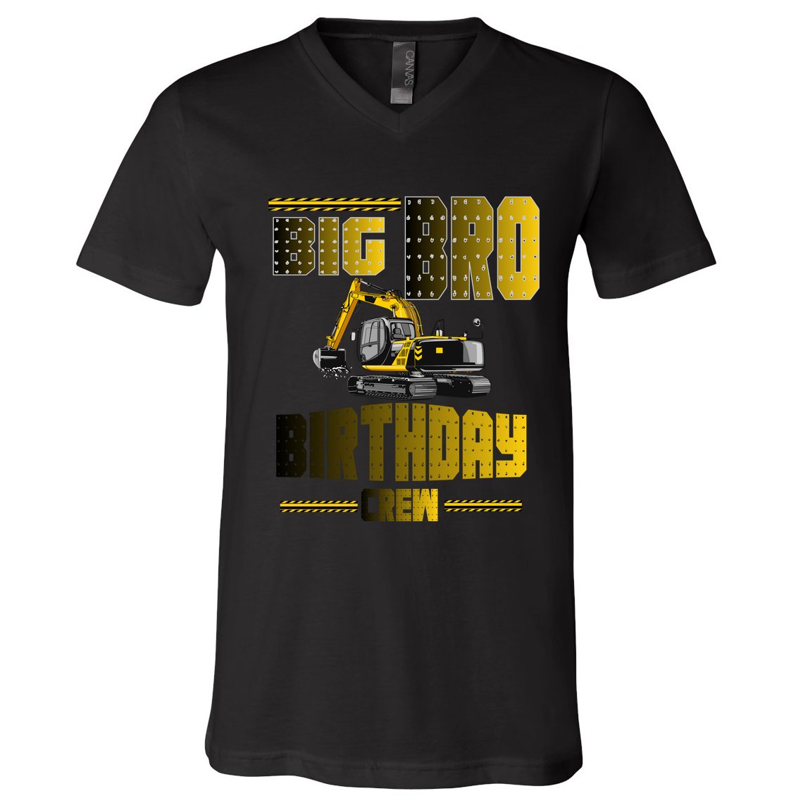 Big Bro Brother Birthday Crew Party Excavator V-Neck T-Shirt