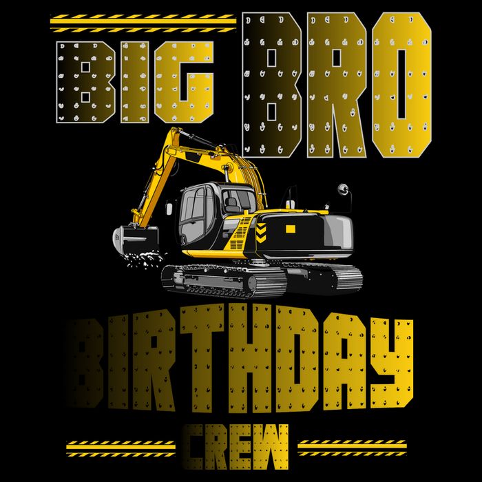 Big Bro Brother Birthday Crew Party Excavator Flatbill Hat