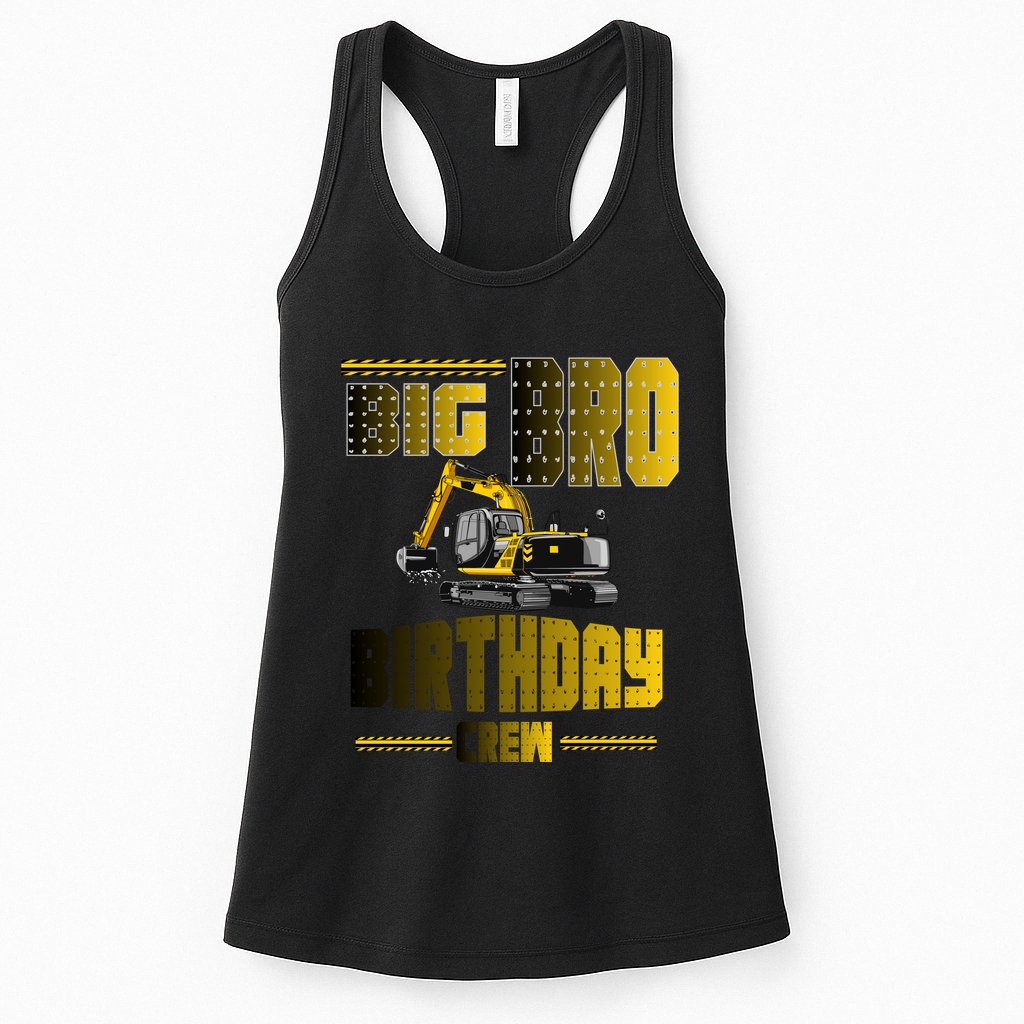 Big Bro Brother Birthday Crew Party Excavator Womens Tank Top