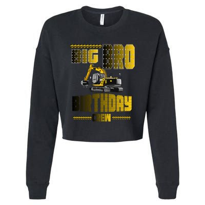 Big Bro Brother Birthday Crew Party Excavator Cropped Pullover Crew