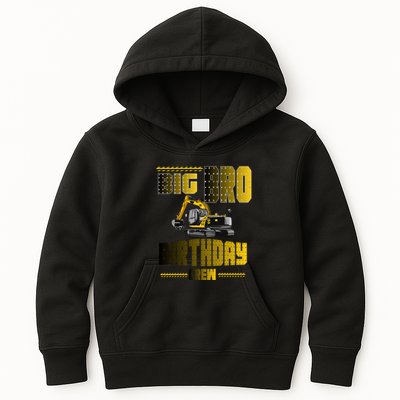 Big Bro Brother Birthday Crew Party Excavator Kids Hoodie