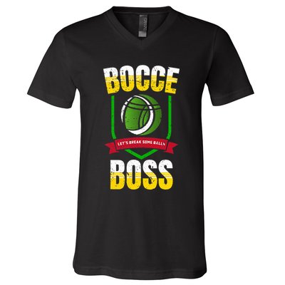 Bocce Boss Boules Sports Lawn Bocce Ball V-Neck T-Shirt