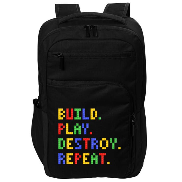 Block Building Build Play Destroy Repeat Brick Builder Impact Tech Backpack