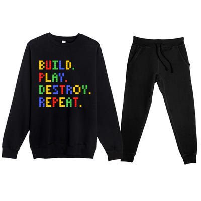 Block Building Build Play Destroy Repeat Brick Builder Premium Crewneck Sweatsuit Set