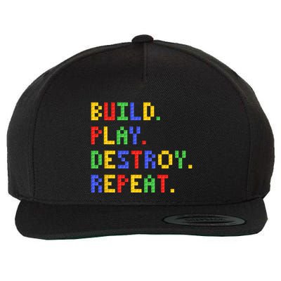 Block Building Build Play Destroy Repeat Brick Builder Wool Snapback Cap