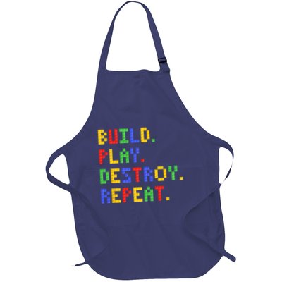 Block Building Build Play Destroy Repeat Brick Builder Full-Length Apron With Pockets