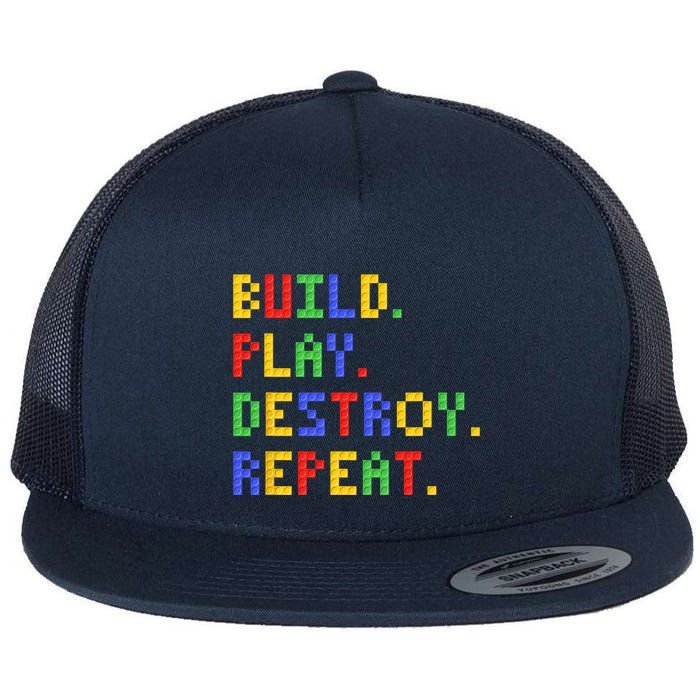 Block Building Build Play Destroy Repeat Brick Builder Flat Bill Trucker Hat