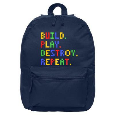 Block Building Build Play Destroy Repeat Brick Builder 16 in Basic Backpack