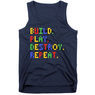 Block Building Build Play Destroy Repeat Brick Builder Tank Top