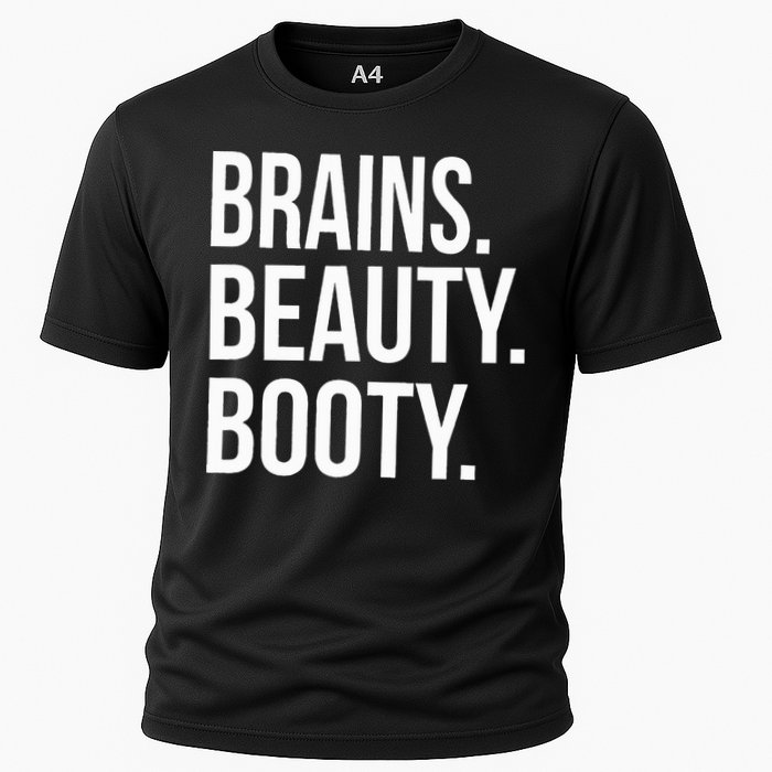 Brains. Beauty. Booty. Cute Funny Workout Cooling Performance Crew T-Shirt