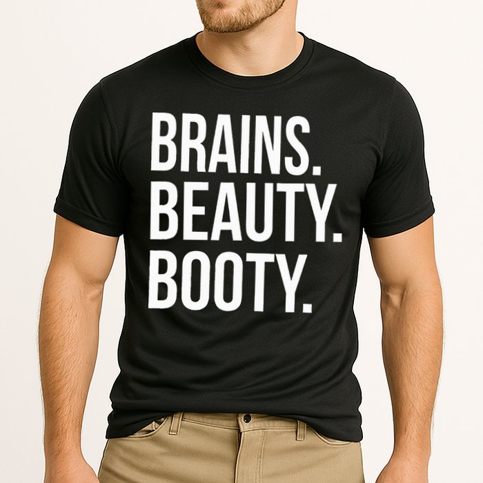 Brains. Beauty. Booty. Cute Funny Workout Cooling Performance Crew T-Shirt